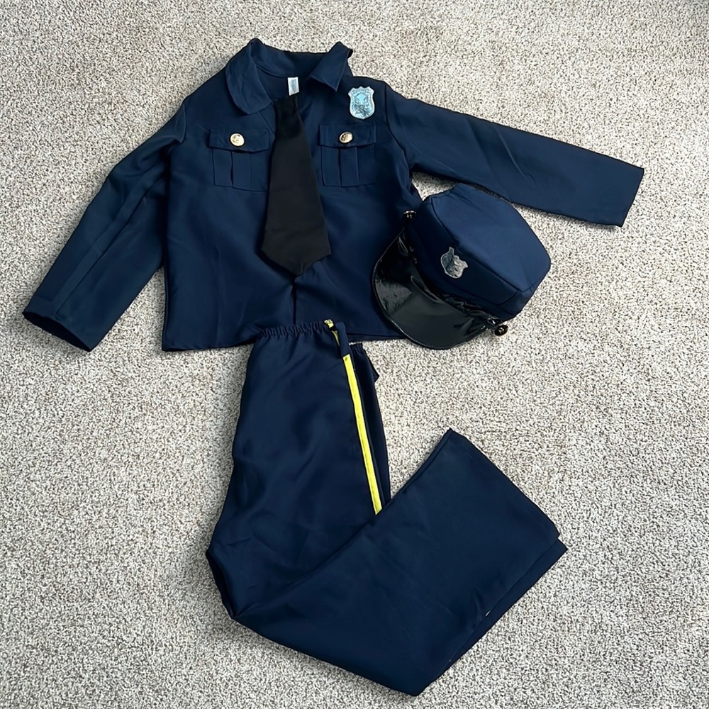 halloween costume police with hat and tie and belt
